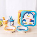 Safe Eco Friendly Bamboo Fiber Kids Dinnerware Set Children Dishes Cartoon Tableware